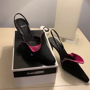 Costa Blanca black satin dress shoe size 81/2 M